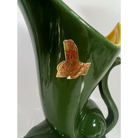 Red Wing Pottery Green & Yellow Cornucopia Vase Vintage 1940s - Picture 6 of 10